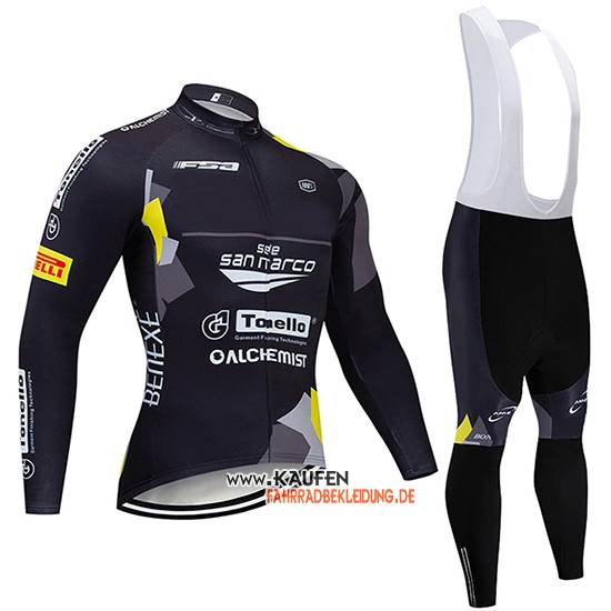 Trek Selle San Marco Langarmtrikot 2020 und Lange Tragerhose Shwarz Gelb